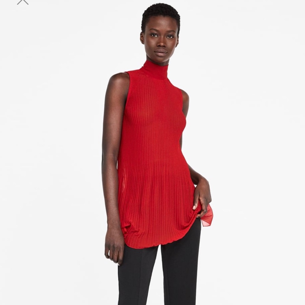 Zara High Neck Pleated Sleeveless Top 💋